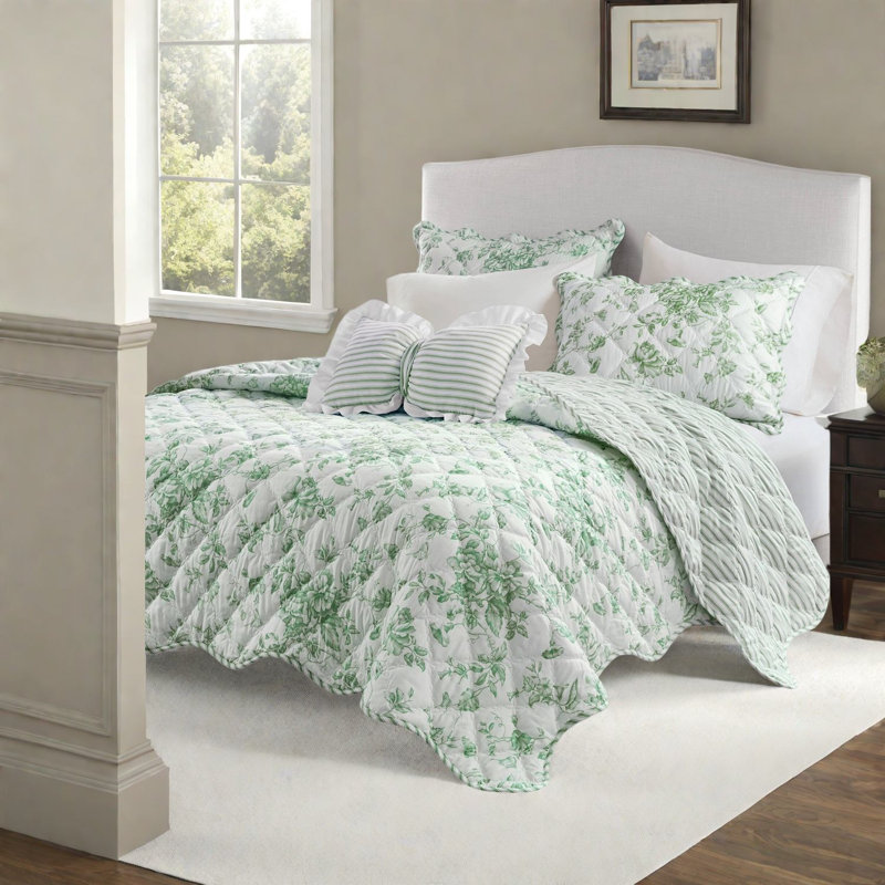 Reversible Bedding Sets, Soft Microfiber Floral Quilt, Farmhouse Home