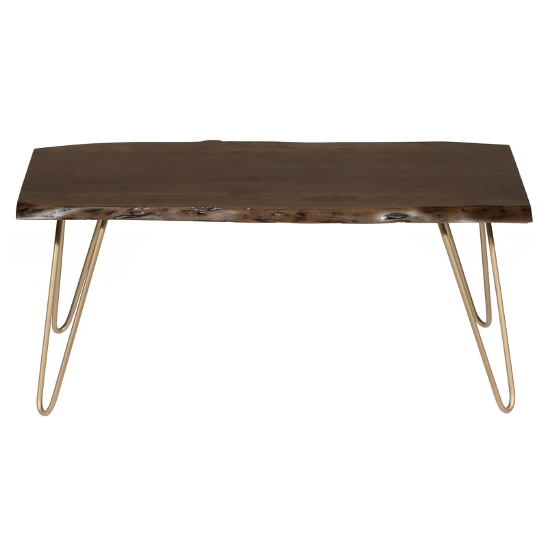 Four Leg Coffee Table, Elm/Gold