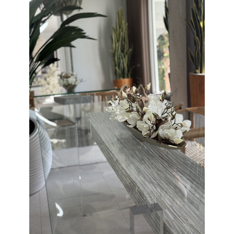 Driftwood and Denver Boat Magnolia Centerpiece, Gold, 8" H x 40" W x 5" D