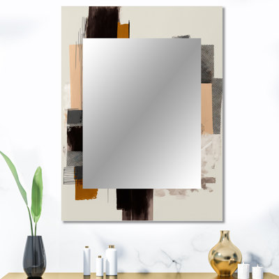 Warm Watercolor Abstract II - miroir décoratif abstrait, grand miroir mural noir, impression d'art en métal