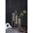 15” Gold Metal Accent Vase with Three Glass Beakers, Transitional Floral Display Stand for Tabletop, Console, Sideboard, or Centerpiece