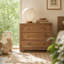 Table de chevet en bois massif avec 3 tiroirs, table de chevet large de 31,5 po pour la chambre à coucher (2 pièces)-132919202