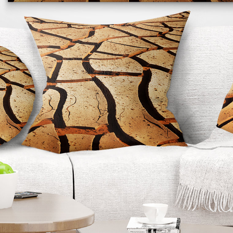 Cracked Brown Drought Land - Landscape Printed Pillow, 16" x 16", Throw Pillow