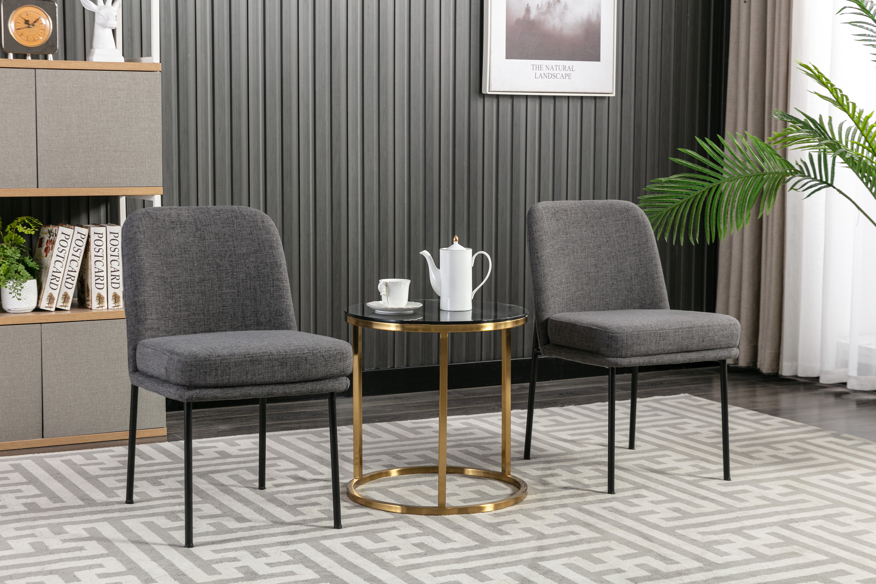 Corrigan Studio® Lydia Fabric Upholstered Dining Chair with Iron Legs