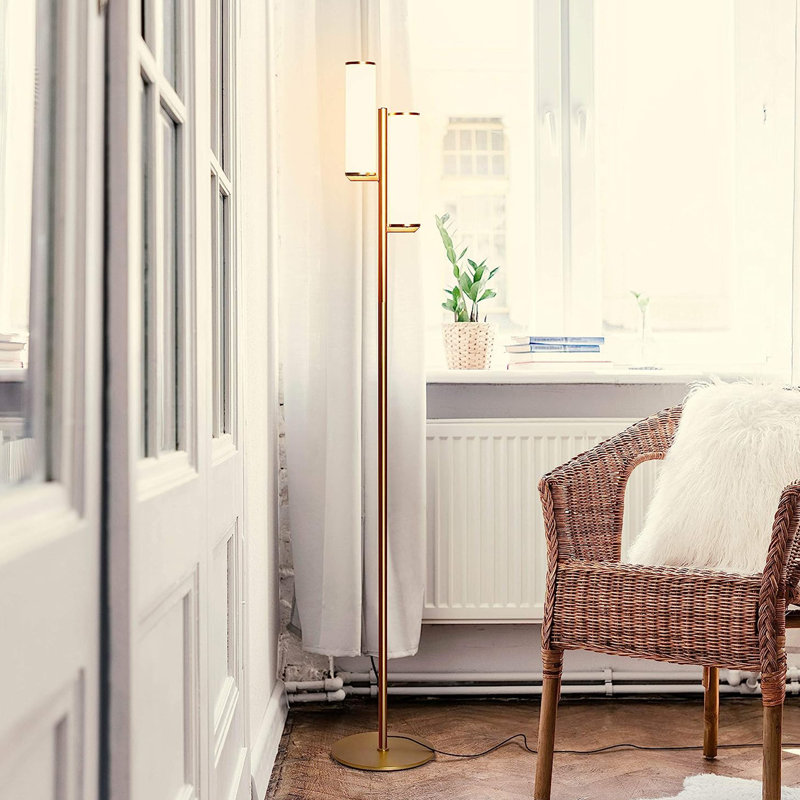 Lampe sur pied DEL traditionnelle en laiton 64 po Distro