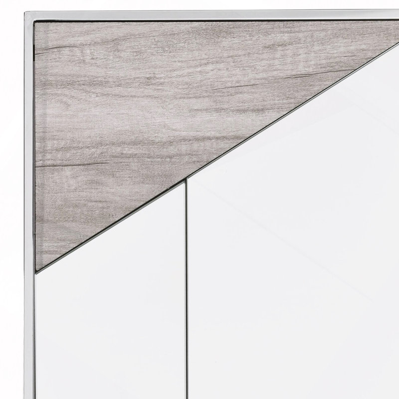 Miroir d'appoint Chafik, chêne naturel et finition chromée (ensemble de 2) assemblés