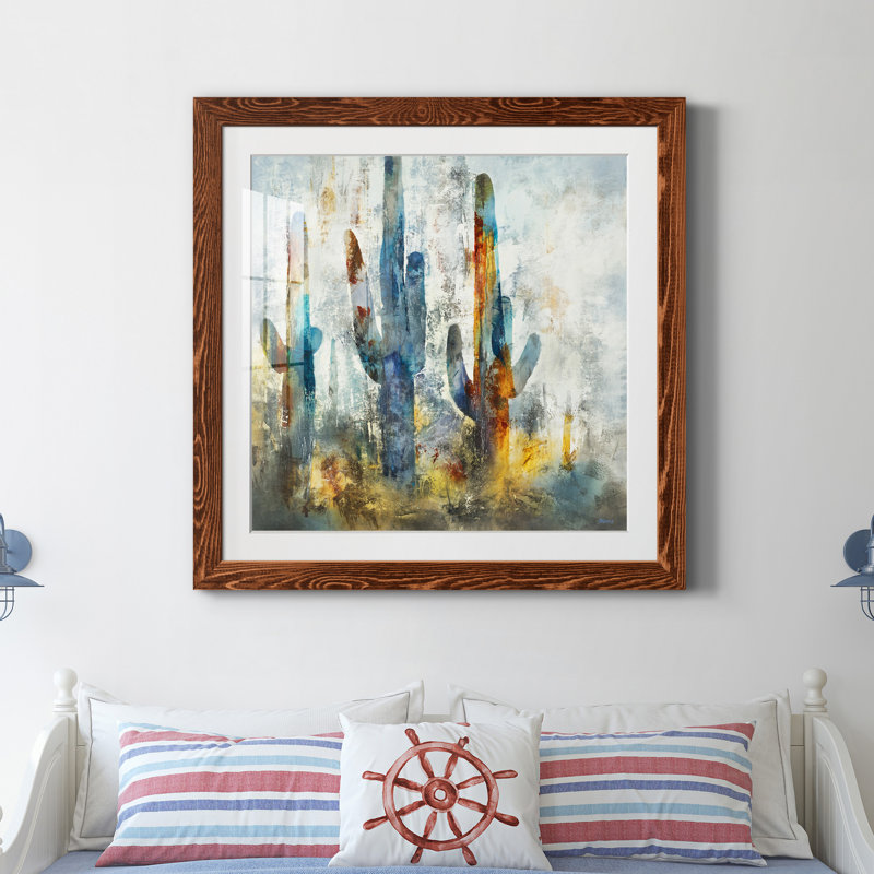 Forêt de Saguaro - Reproduction d'art sur papier encadrée, H 35,5 po x l 35,5 po x P 1,5 po, Papier érable
