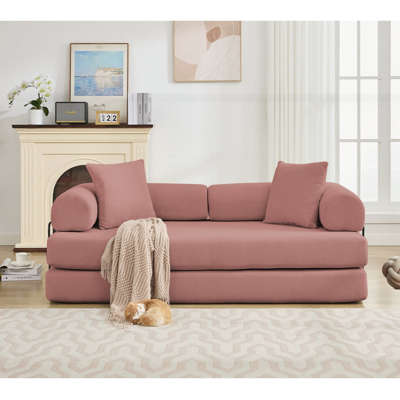 Canapé-lit pliable convertible 78,5 po, Rose