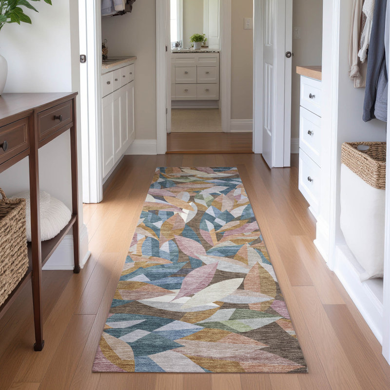 Premium Machine Washable Mayfield AMF2383 Floral Rug, 2'3" x 7'6" Runner, Copper