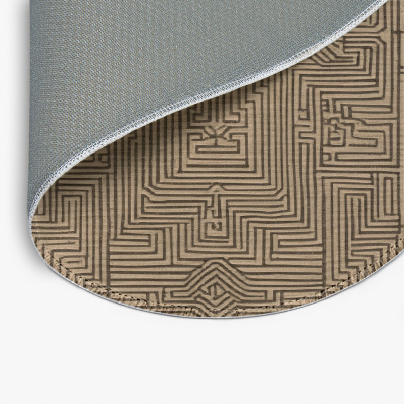 ArtDeco Brown Indoor and Outdoor Area Rug, Round 5'