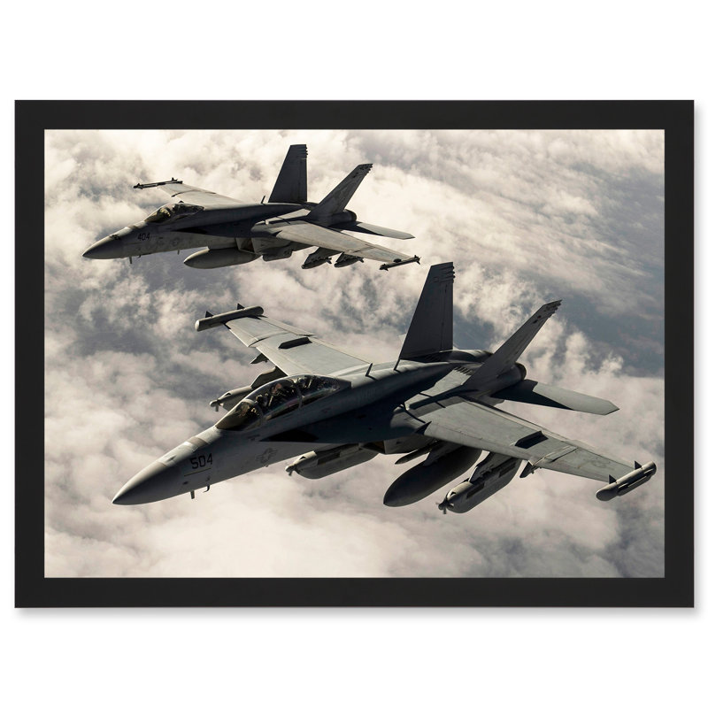Hook Military US Airforce F-18 Hornet Jet Fighters - Single Picture Frame Print