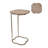 C-Shaped Quatrefoil Metal End Table, Natural Wood (Set of 2)