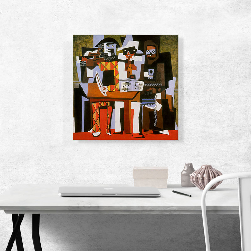 «Three Musisans 1921» par Pablo Picasso, reproduction d'art sur toile tendue, H 18 po x l 18 po x P 0,75 po