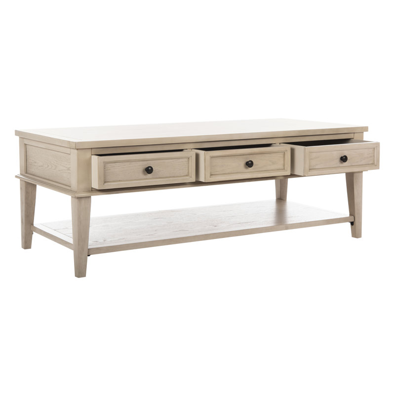 Table basse avec rangement Samira, Blanc délavé