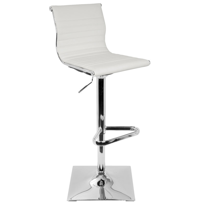 Tabouret de bar contemporain réglable avec pivot en similicuir blanc By, Blanc