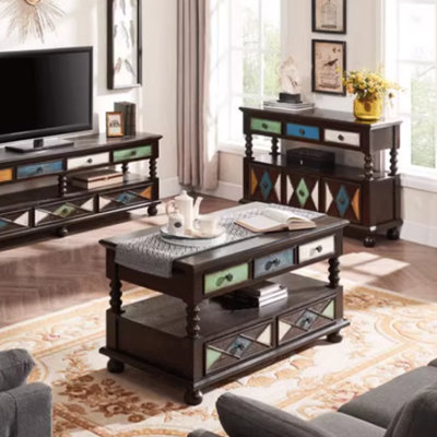 Classified storage solid wood drawer TV cabinet