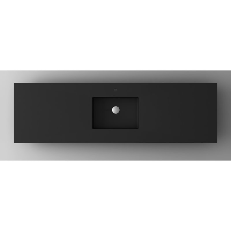 Plateau de meuble-lavabo simple 66 po, Noir mat