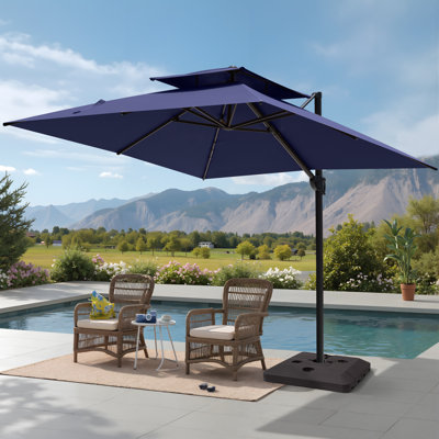 Parasol en porte-à-faux carré 118 "avec base lestée 118"