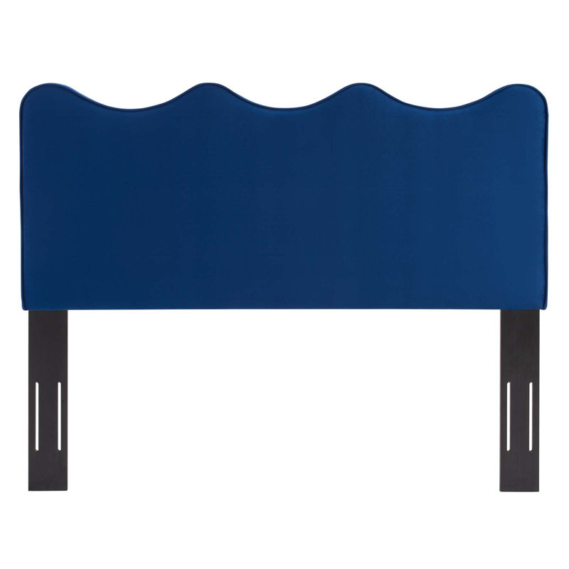Velvet Upholstered Panel Headboard, Blue, King/California King