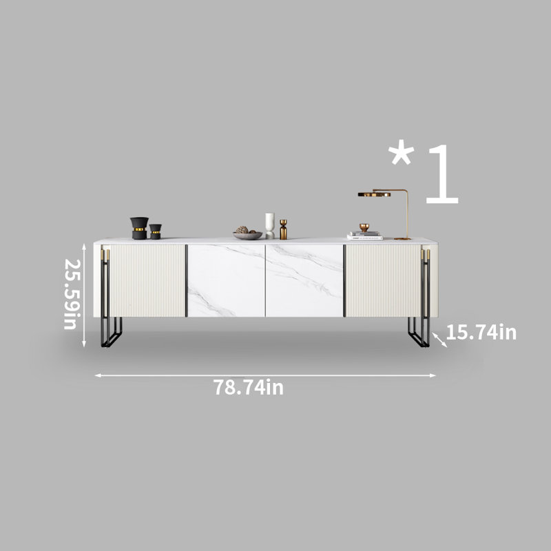 Crédence de rangement Modern Minimalist, H 25,59 po x L 78,74 po x l 15,74 po