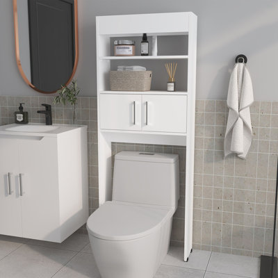 2-Door Bathroom Storage Cabinet With Open Shelves