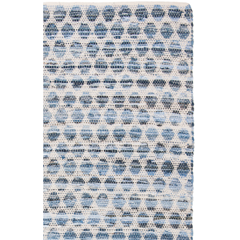 Lilliana Hand-Woven Flatweave Ivory/Blue Area Rug, Rectangle 3' x 5'