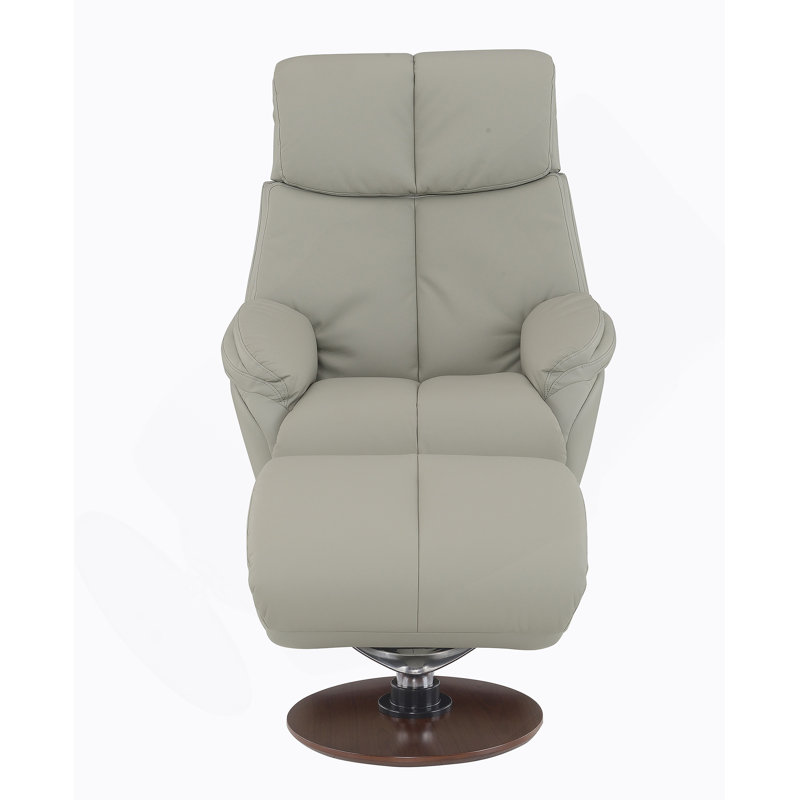 Fauteuil d'appoint en cuir fleur de qualité supérieure avec pivot et repose-pieds, avec sièges à ressorts ensachés et pieds Kd pour un confort et un style modernes