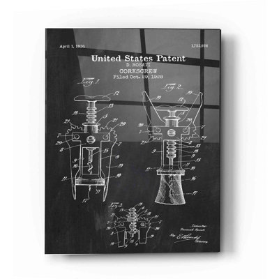 «Corkscrew Blueprint Vernis Chalkboard», art mural en verre acrylique