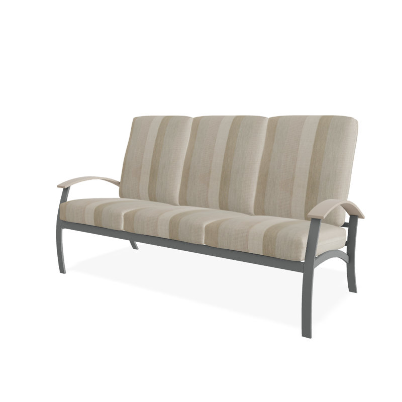 Askar 71.5'' Wide Powder Coated Aluminum Patio Sofa with Cushions, Whisper Wren, Textured Graphite