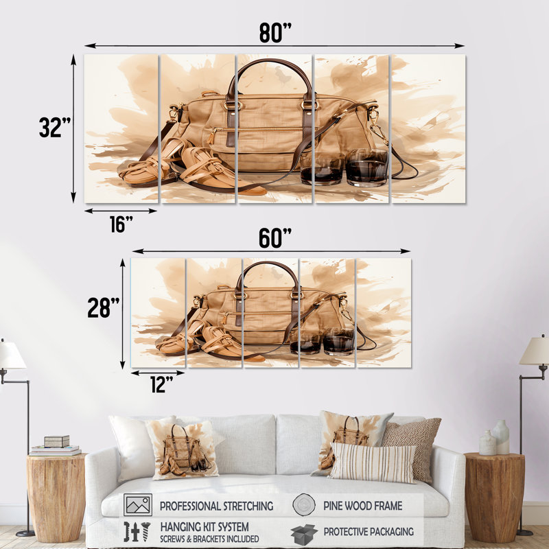 Ensemble de 5 pièces d'art mural rétro, H 28 po x l 60 po