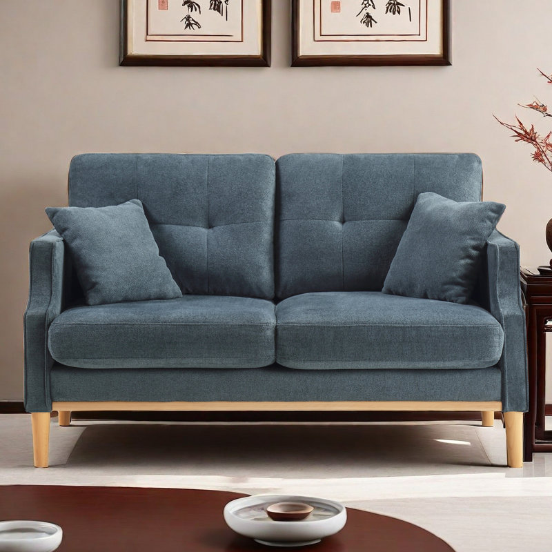 Nathaneil Fabric 56.8'' Reception Loveseat, Blue