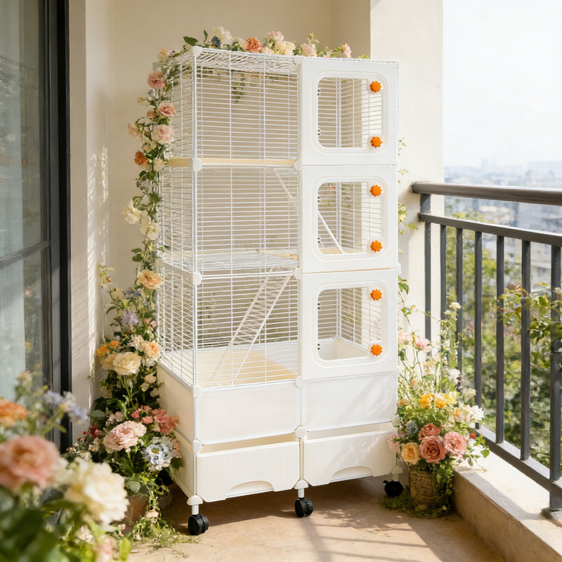 4-Tier Large Capacity Pet Cage, White