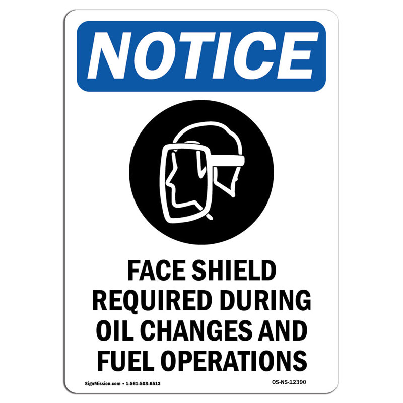 Notice - Face Shield Required Sign
