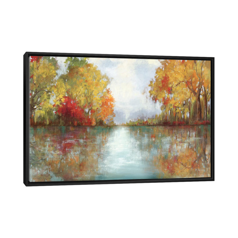 «Forest Reflection», reproduction sur toile, H 18 po x l 26 po x P 1,5 po, Toile avec cadre noir, Pas de tapis