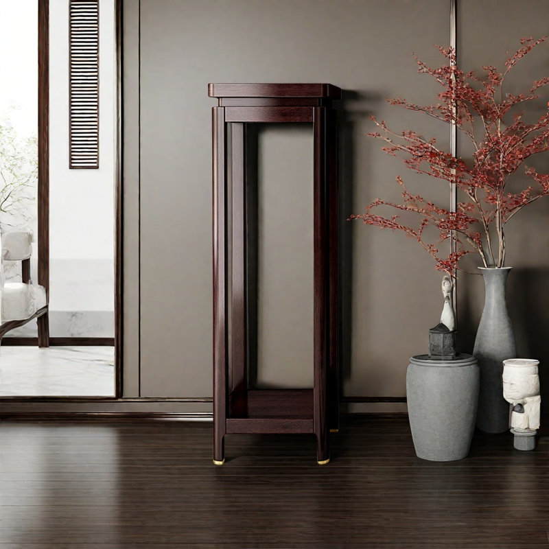 Support pour plante double couche en bois massif, H 37,4 po x l 12,99 po x P 12,99 po