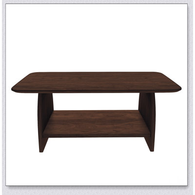 Modern Minimalist 47 Inch Double-Layer Rectangular Coffee Table With Storage, Safety Rounded Design, Easy Assembly, MDF Material For Living Rooms