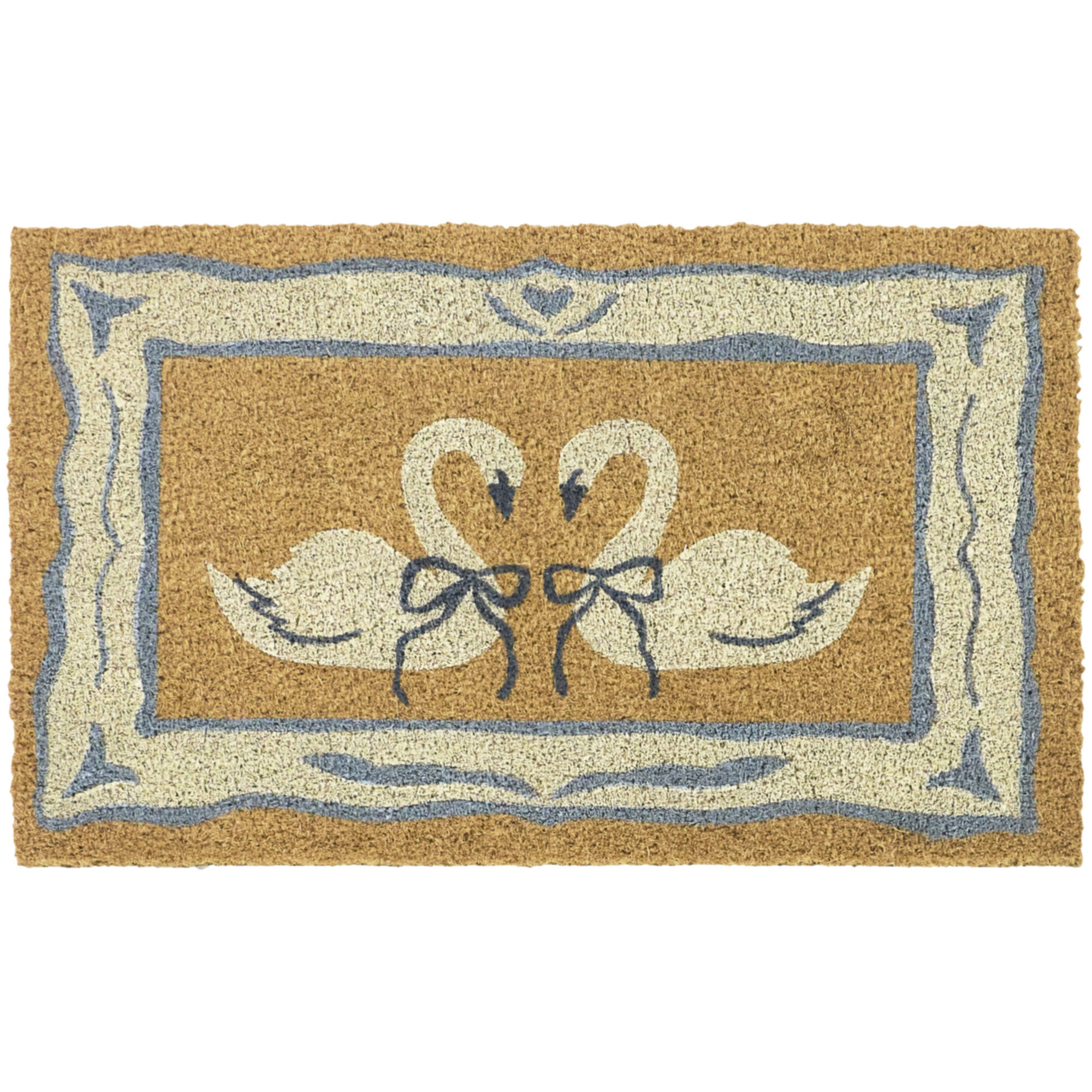 Birch Lane™ Ribbon Swans White Animal Doormat | Birch Lane