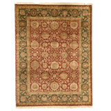 High-Quality Hand-Knotted Red And Green Area Rug
