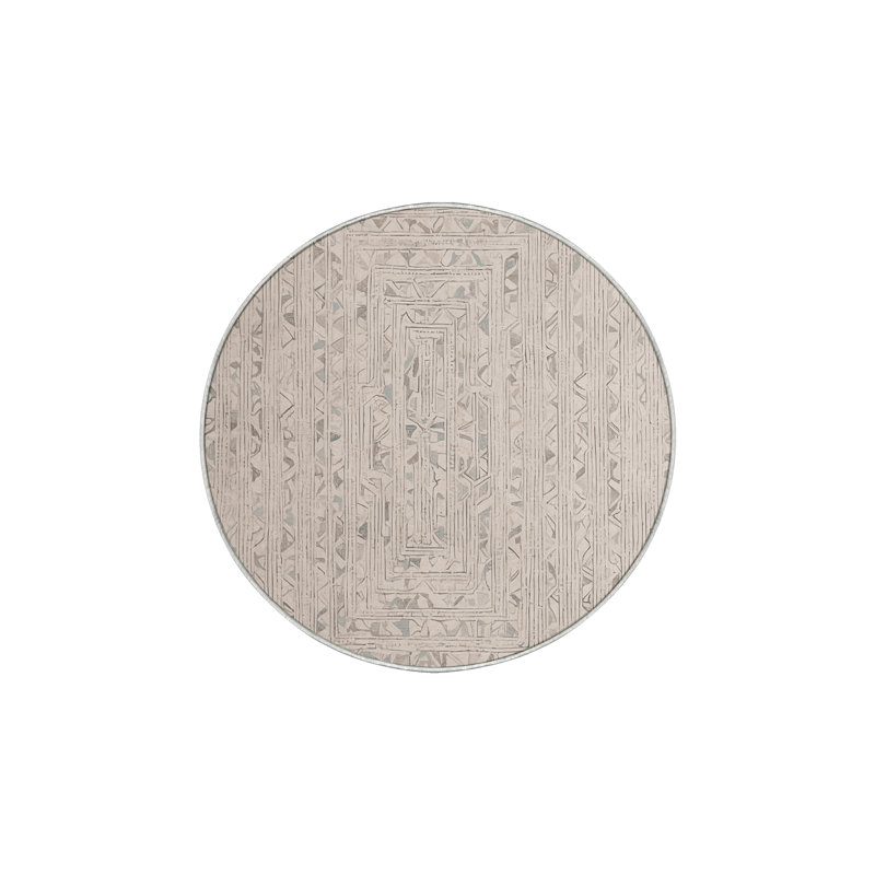 Machine Washable Beige Area Rug, Round 5'