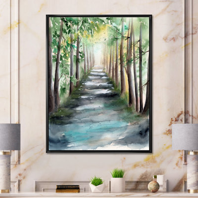 «A Sunlit Forest Alley with Tree Shadows I», peinture sur toile