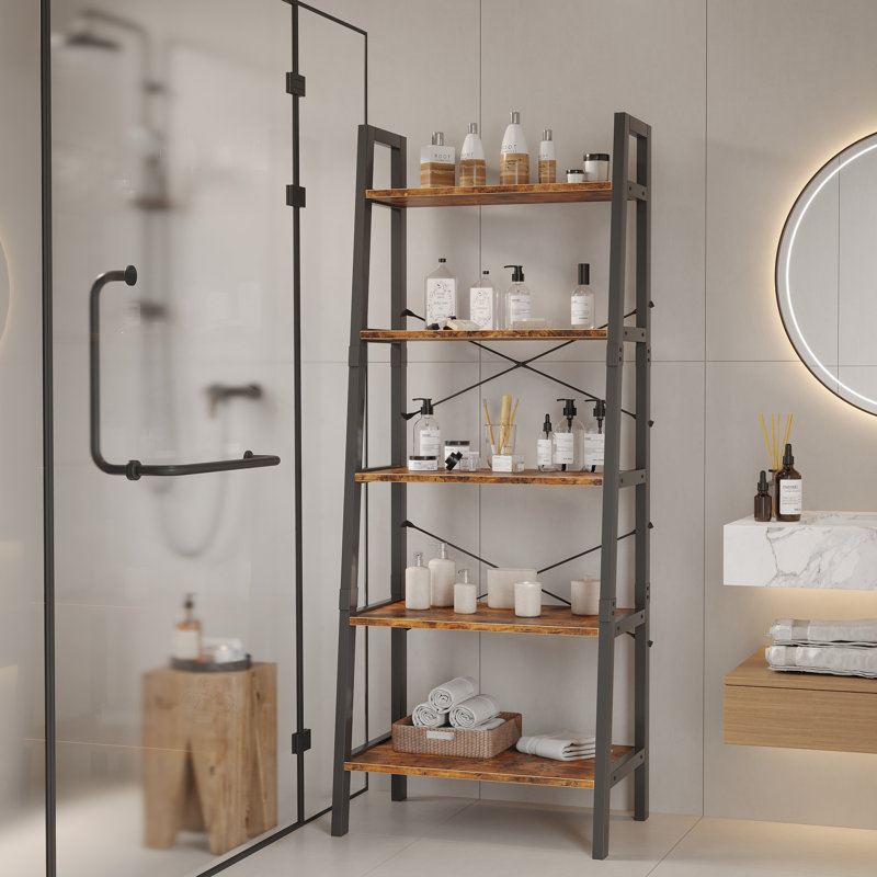 Échelle à 5 niveaux, support de rangement à plusieurs niveaux avec tablettes ouvertes, présentoir polyvalent pour le salon, la chambre à coucher et le bureau