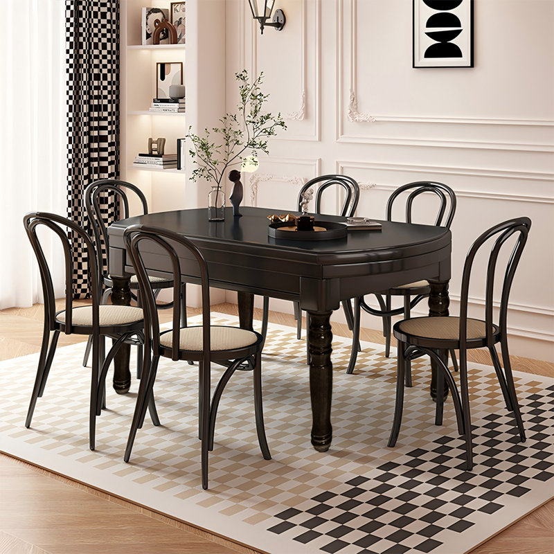Table de salle à manger en bois d'hévéa massif, H 29,92 po x L 53,15 po x l 33,86 po