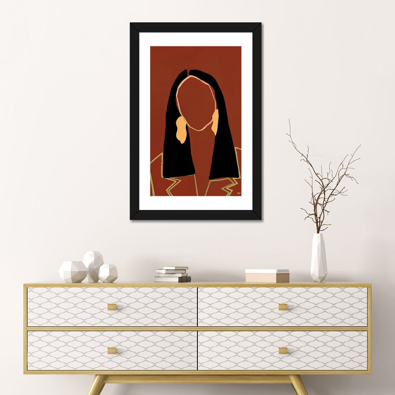 « Joi » par Bria Nicole-impression d’art graphique, Papier encadré noir, Blanc, H 24 po x l 16 po x P 1 po