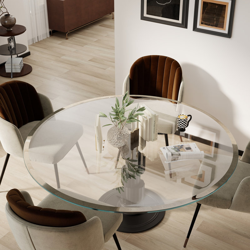 Clear Tempered Glass Tabletop, Multiple Sizes, 48" H x 48" W x 0.5" D