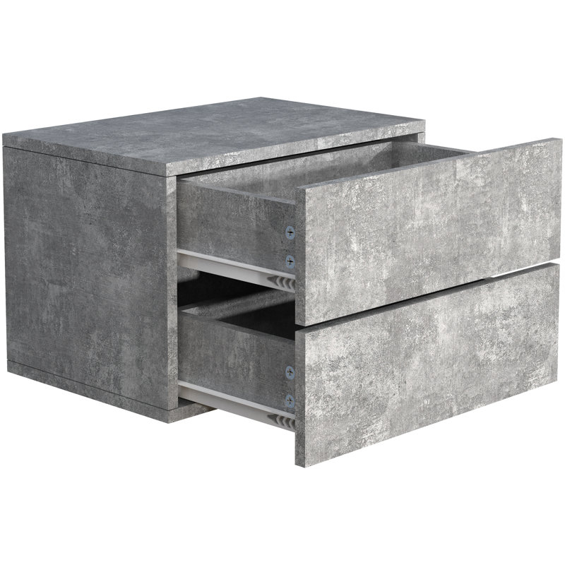 Avyion Manufactured Wood Bedside Table, in Grey, 30cm H x 45cm W x 32cm D