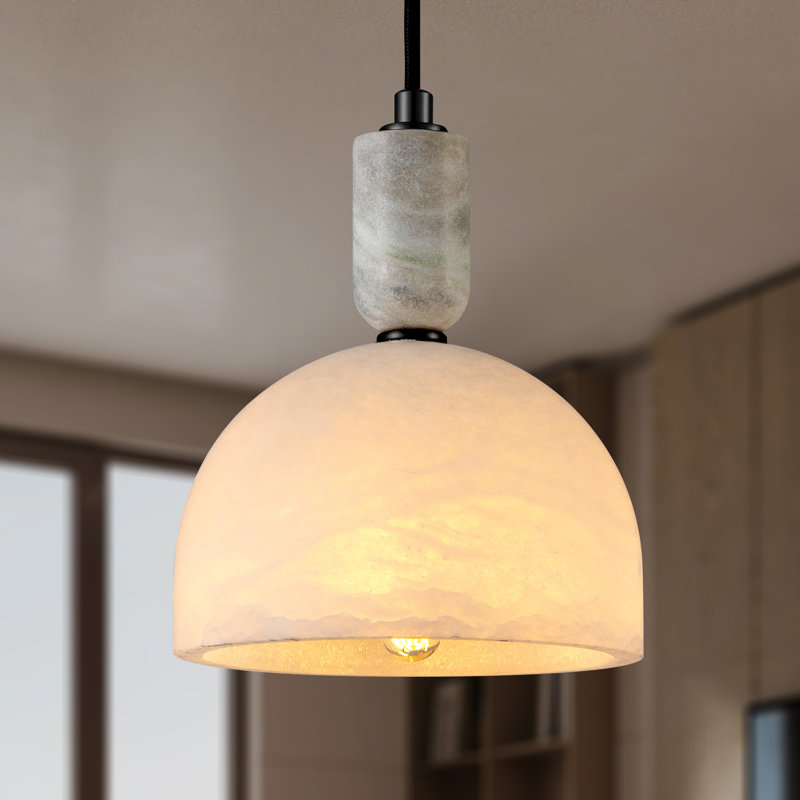  Cataleya Modern 1 - Light Pendant Lamp Shade Natural Marble Pendant Chandelier with Texture, Matte Black