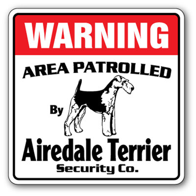 Enseigne rustique Beare Beware Of Airedale Terrier