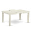 Ensemble de salle à manger 7 pièces comprenant une table rectangulaire en bois avec rallonge papillon et 6 chaises rembourrées en lin bleu ciel, 107 x 152 cm, blanc lin-292982552-292982535-338980906