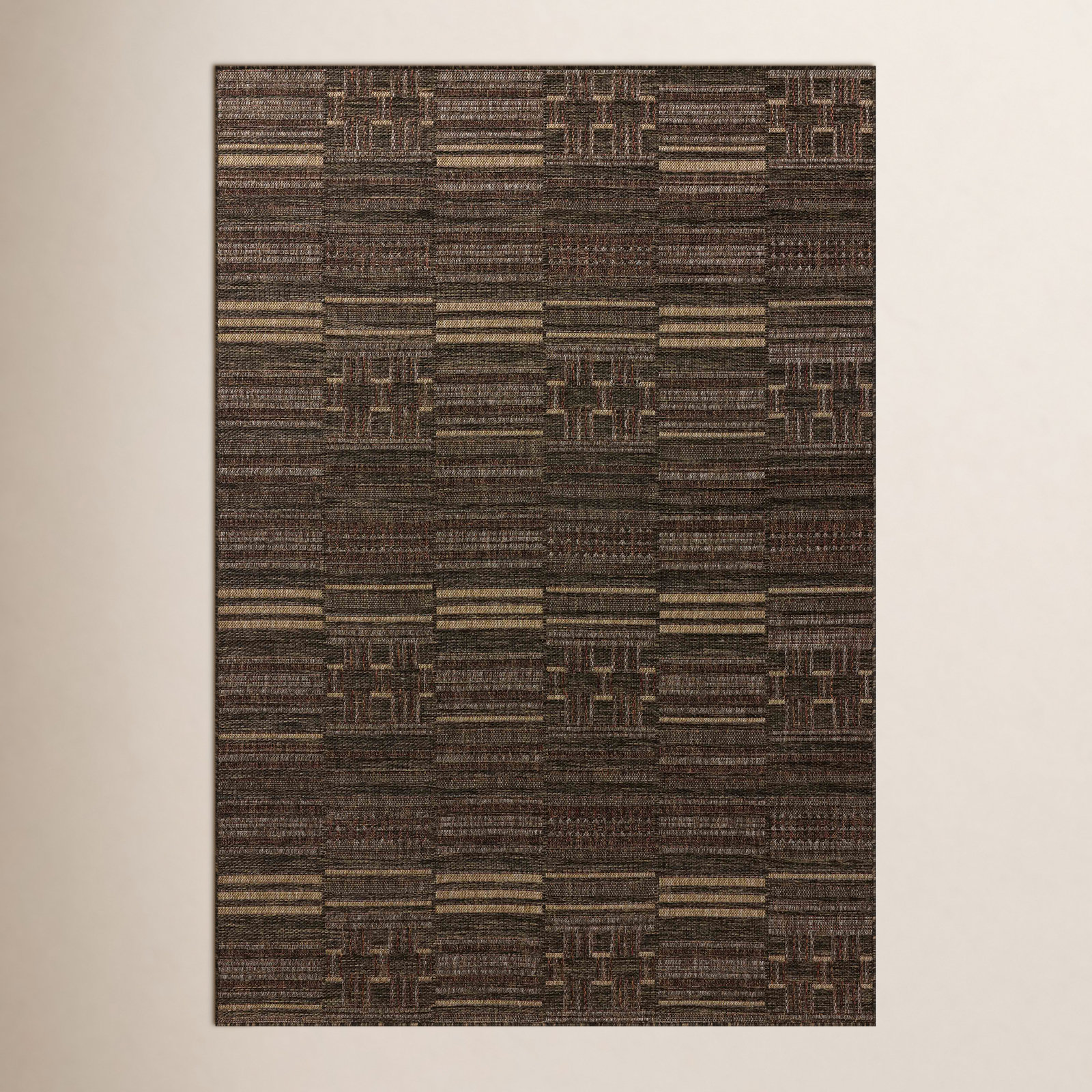 Altia Spice Tobacco Geometric Outdoor Rug, Square 1'6"