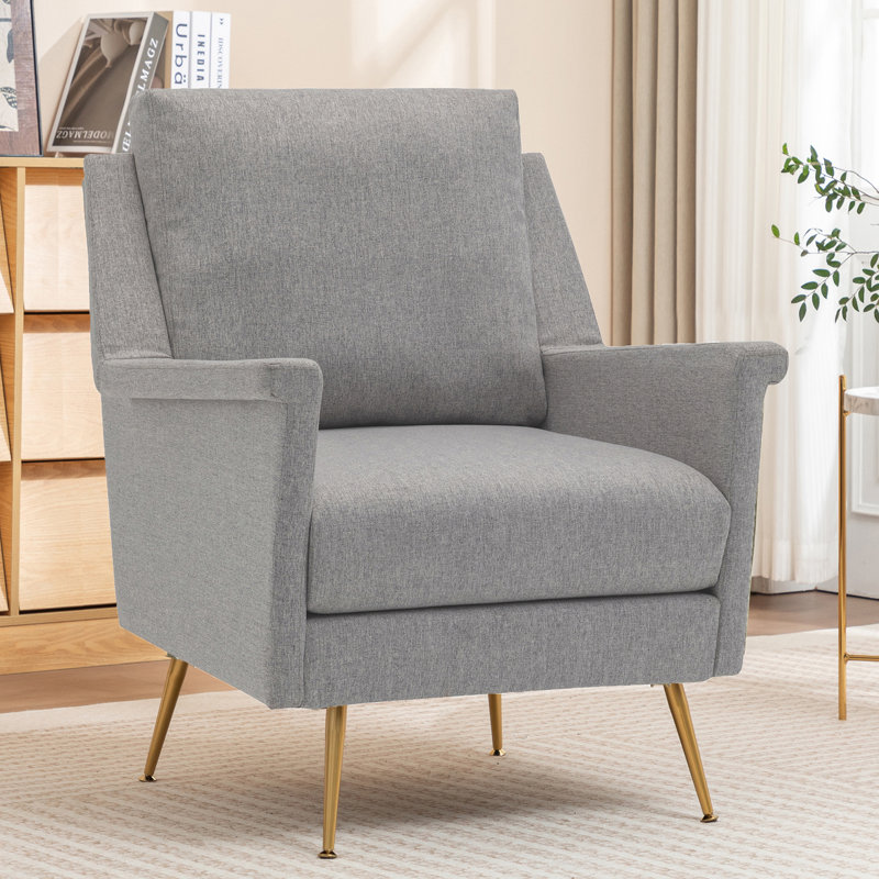 Accent Chair,Modern Living Room Chairs With Arm, Comfy Fabric Reading Chair With Metal Leg For Living Room,Bedroom And So On,Set Of 1,Fabric